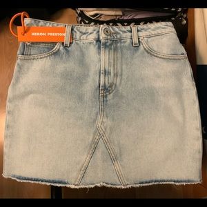 Heron Preston Vintage Wash Denim Skirt